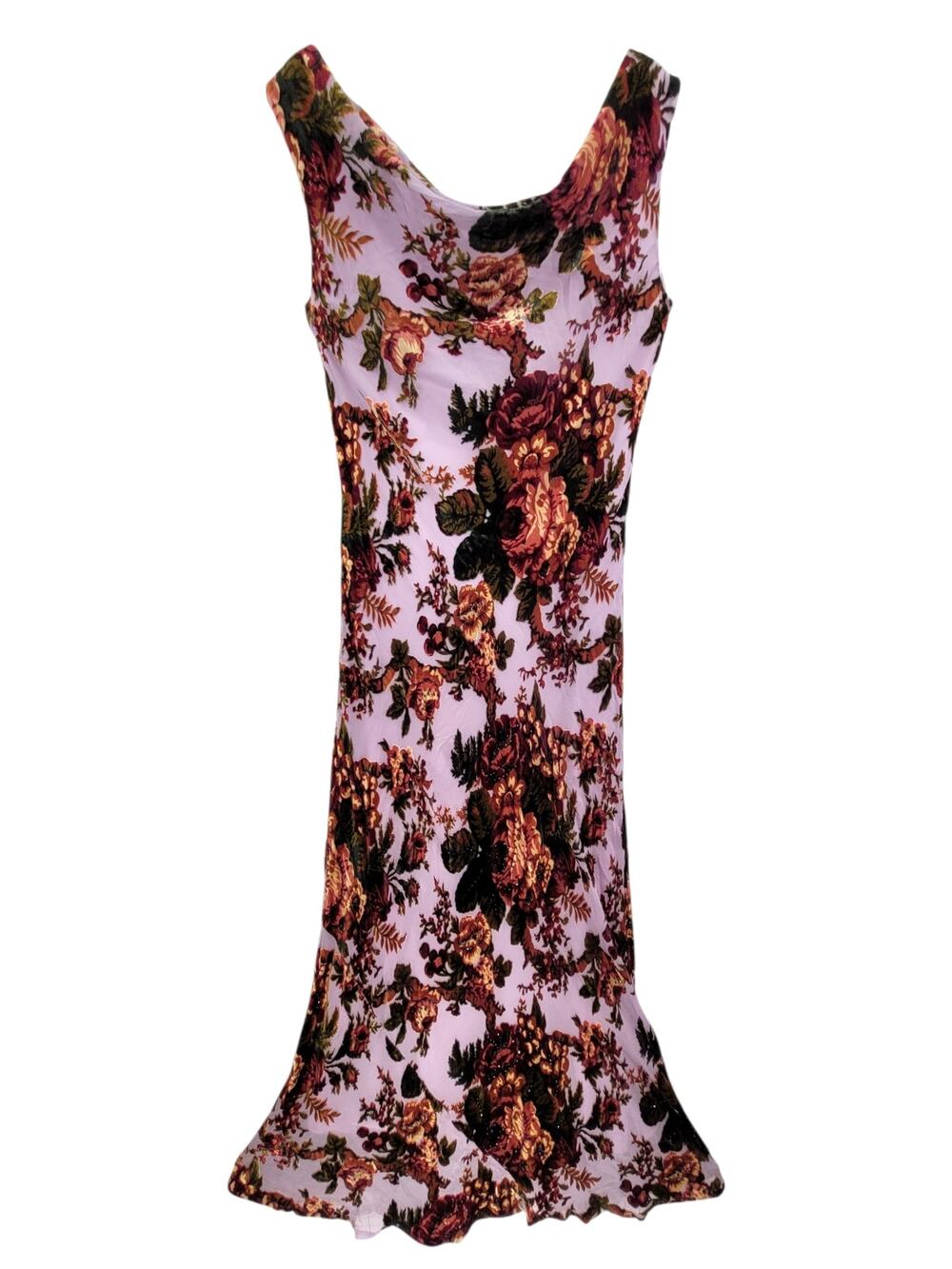 Ethos Silk Floral Velvet Beaded‎ Maxi Gown Plus Size Romantic Formal Dress